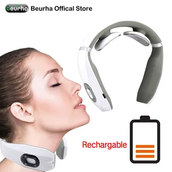 

Wireless Electric Pulse Neck Massager Rechargeable /Battery Powered Cervical Traction Therapy Pain Relief Cervical Massager