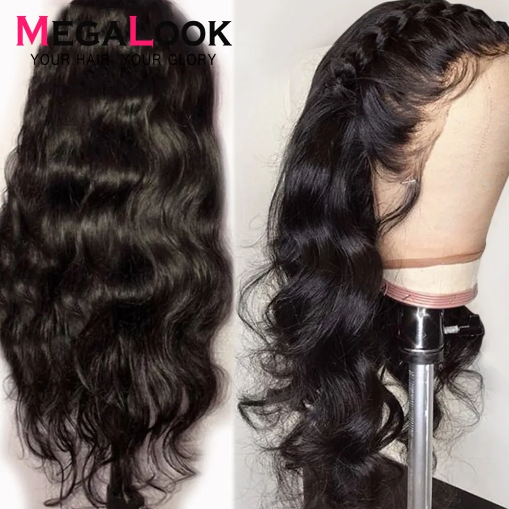 4x4 Закрытие парики шнурка Megalook Remy 30 дюймов бразильские волосы парик человеческих волос парики кружева закрытие парик волнистые волосы