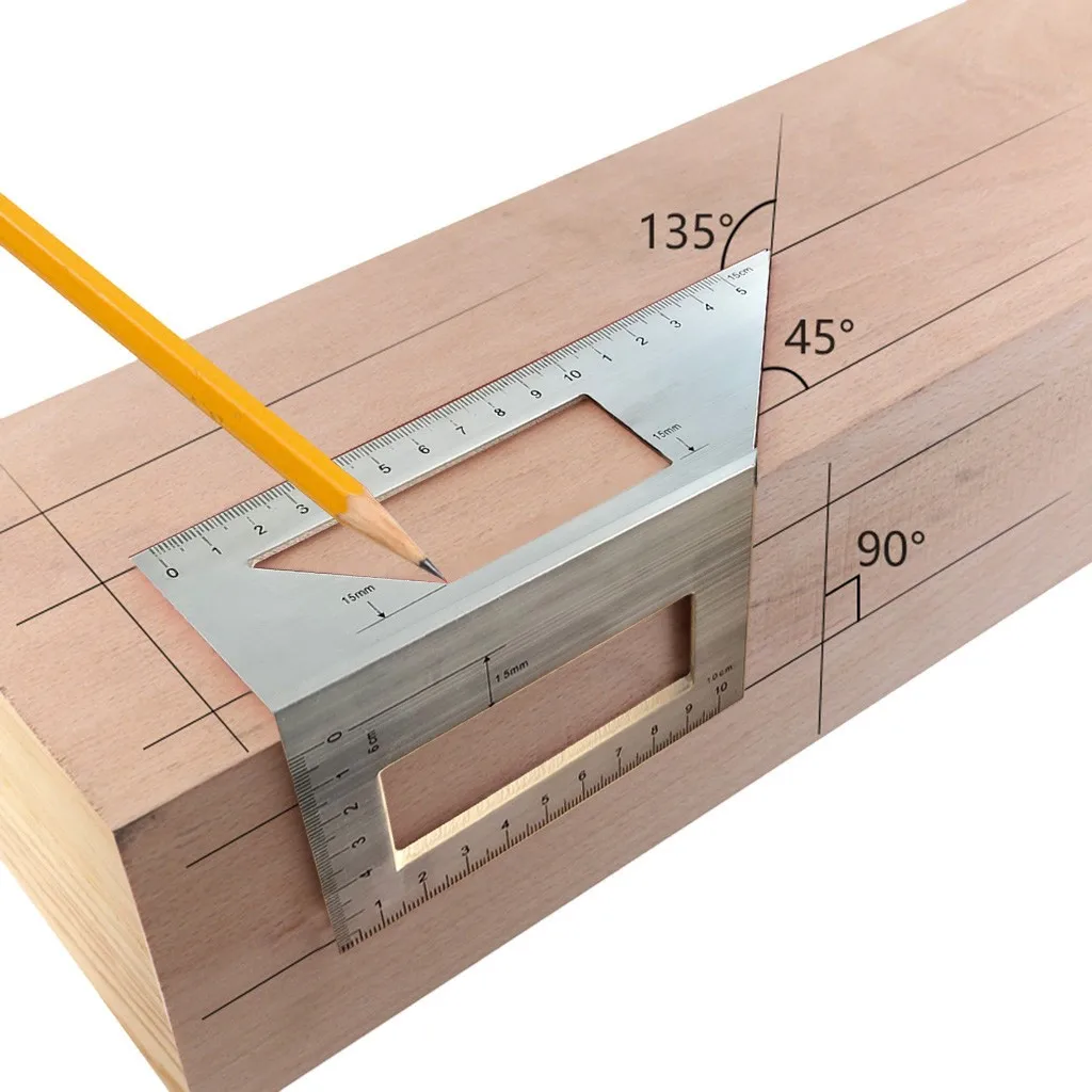 Инструмент для маркирования древесины из алюминиевого сплава T линейка 45/90 градусов квадратная угловая линейка Многофункциональный угломер измерения^ 20