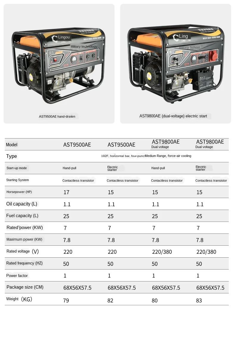 Gerador de Gasolina Mudo ao ar v e 380 mão Casa Pequena Monofásica v 5 kw Trifásico Livre 220 Geradores à gasolina