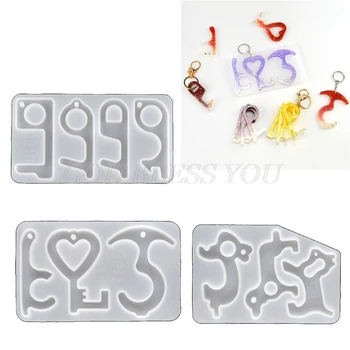 

3Pcs No Touch Keychain Resin Mold Zero Touch Hands Free Door Opener Keychain Molds Drop Shipping