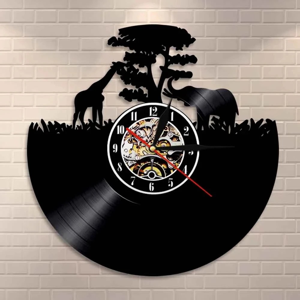 Giraffe Decorative Vinyl Record Wall Clock Unique Gift To Your Friends 12''30cm 
