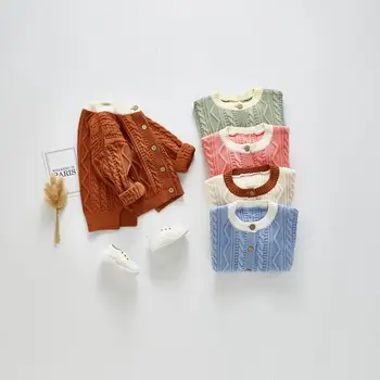 

Toddler Boys Girls Sweaters Handmade Button Up Newborn Infant Kids Sweaters Cardigans Long Sleeved Children Winter Jackets Coats