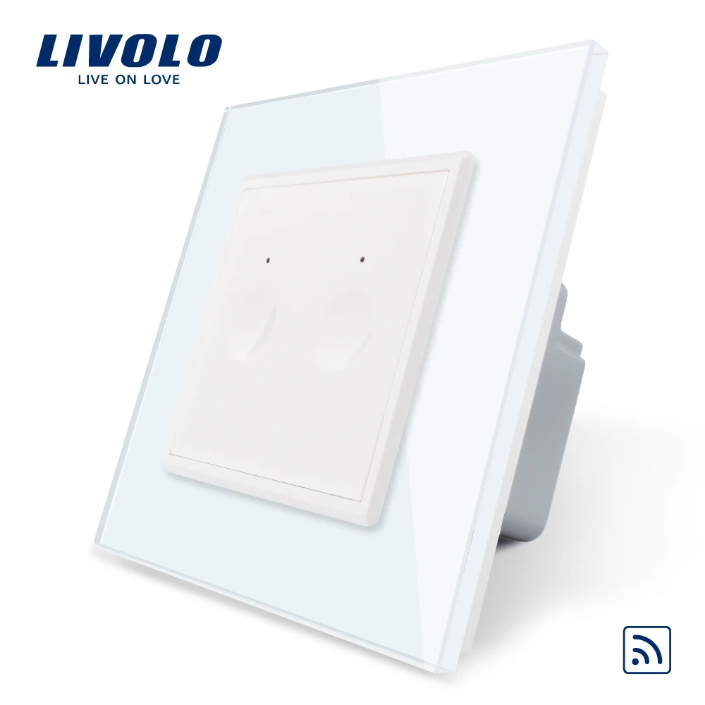 Livolo стандарт ЕС, Хрустальная стеклянная панель, стандарт ЕС, AC220~ 250 В, настенный светильник, дистанционный сенсорный выключатель+ светодиодный индикатор, без логотипа - Цвет: White-no logo