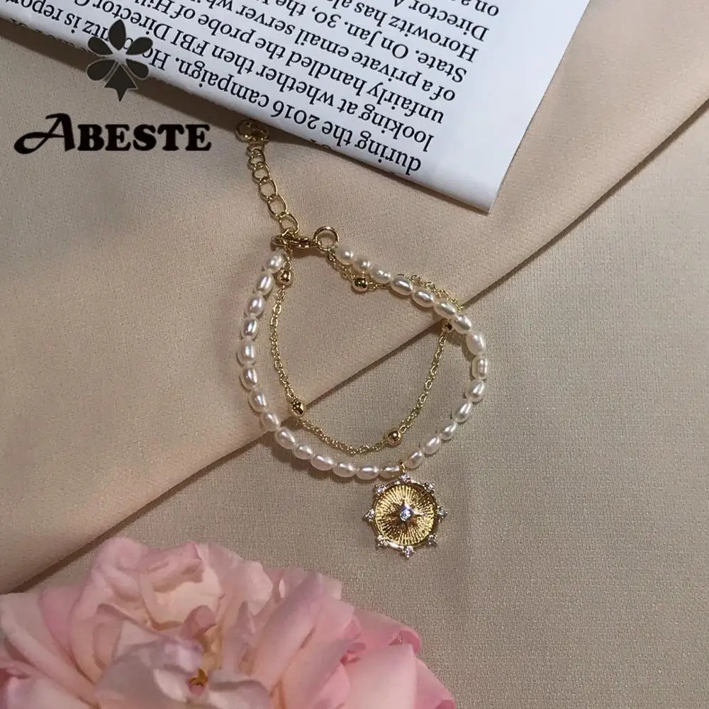 

ANI 100% Natural Fresh Water White Pearl Bracelets for Women Girl Birthday Bracelet Jewelry Party Brazalete Mujer Baroque Pearl