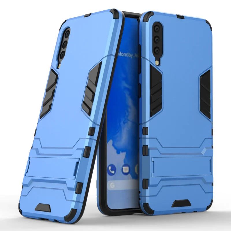 3 в 1 противоударный чехол для samsung Galaxy A70 A705F, чехол для телефона samsung Galaxy A70 A 70 PC+ силиконовый чехол-подставка - Цвет: Blue
