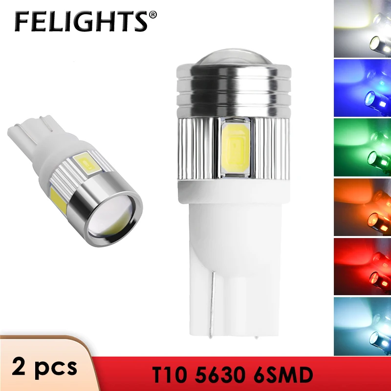 

2x Car LED Bulb T10 W5W LED Signal Light 12V 168 194 Auto Clearance Turn Side Reverse Lamps 5630 White Red Blue Green Yellow DC
