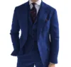 Mens Business 3 Pieces Suits Green Wool Retro Classic Herringbone Pattern Groom Tweed Tuxedos for Wedding (Blazer+Pants+Vest) 5