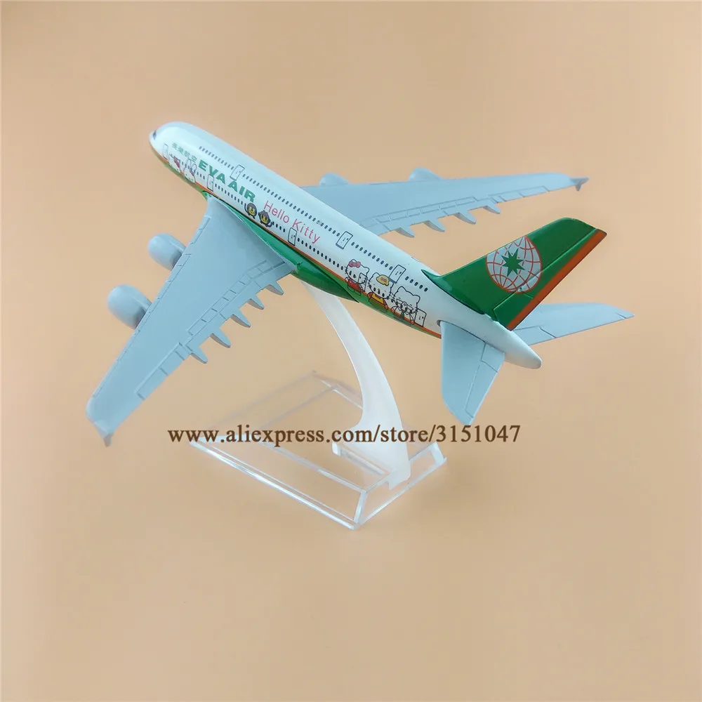 EVA Air A380 Airbus 380 Airlines Green Airplane Model Airways Alloy Metal Plane Diecast Aircraft 16cm | Игрушки и хобби