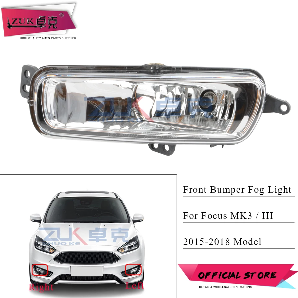

ZUK Plastic / Glass Front Bumper Fog Light Fog Lamp Foglight Foglamp For FOCUS 3 MK3 2015 2016 2017 2018 With Lamp Bulbs