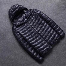 Мужское пуховое пальто с длинным рукавом, однотонное зимнее теплое винтажное пальто с капюшоном на молнии, повседневные мужские топы