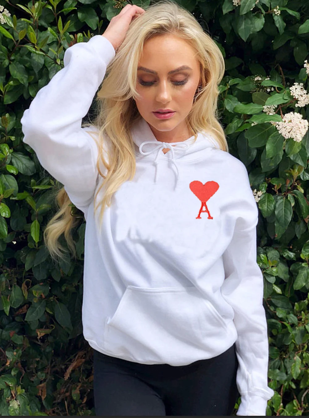 Модная Красная толстовка с принтом сердца и букв унисекс популярная капюшоном |