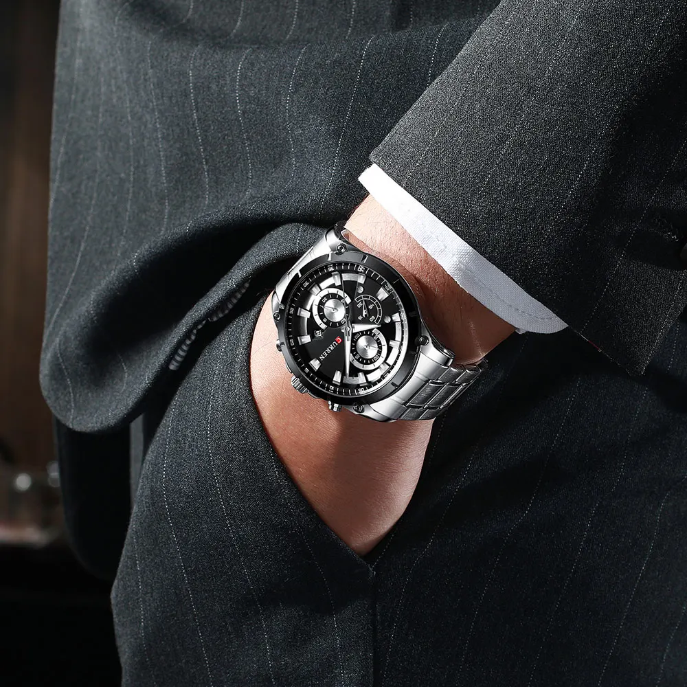 CURREN Мужские часы Лидирующий бренд роскошные часы мужские военные стальные спортивные часы водонепроницаемые кварцевые наручные часы Мужские часы