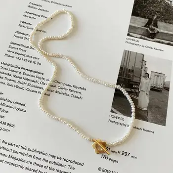 

18k gOLD Authentic 925 Sterling silver Natural Rice Pearl pearls Flower /Heart Choker Necklace Pendant Toggle Clasp tlx933