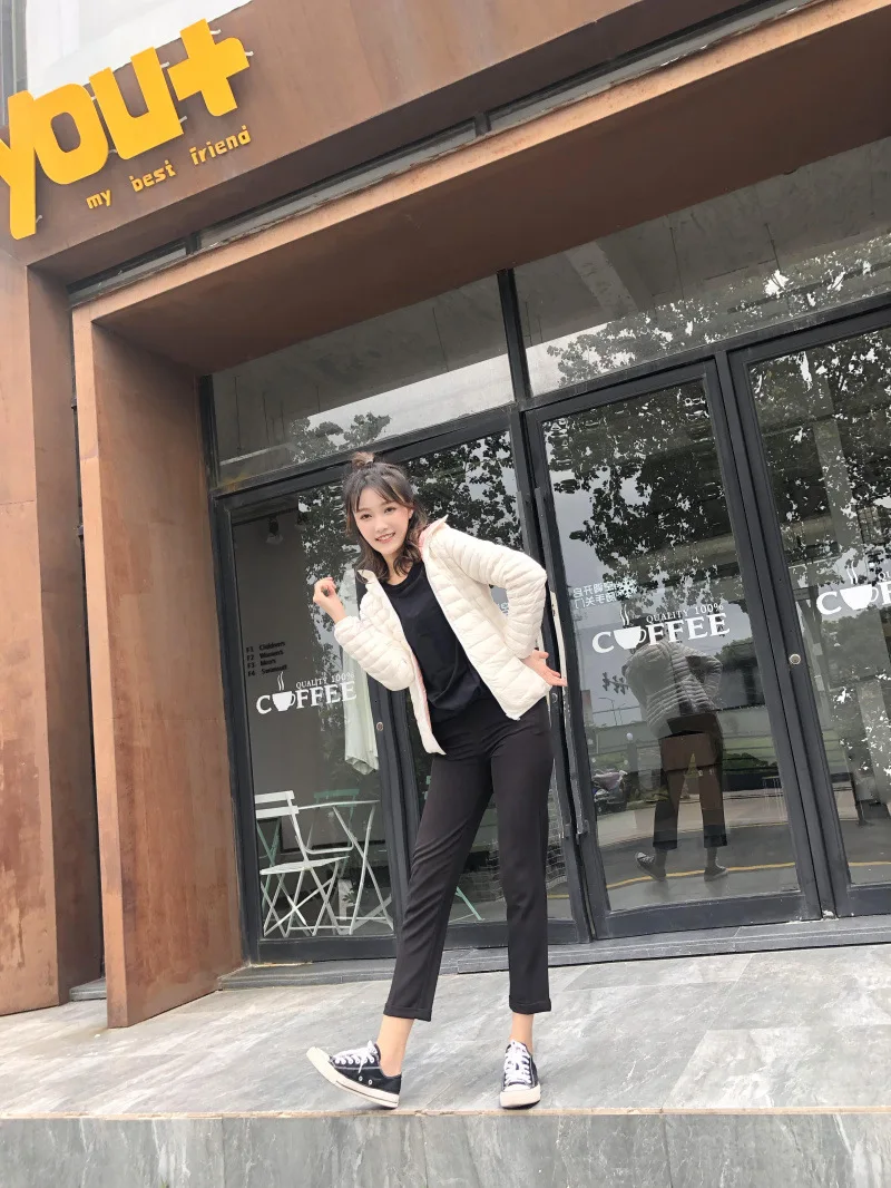 New Style Autumn And Winter Warm Slim Fit Slimming Stand Collar Double-sided Wear Thin down Jacket Women's Short Coat Rever