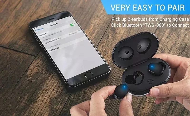 T-880 TWS Fingerprint Touch Bluetooth наушники, HD стерео беспроводные наушники, шумоподавление игровая гарнитура