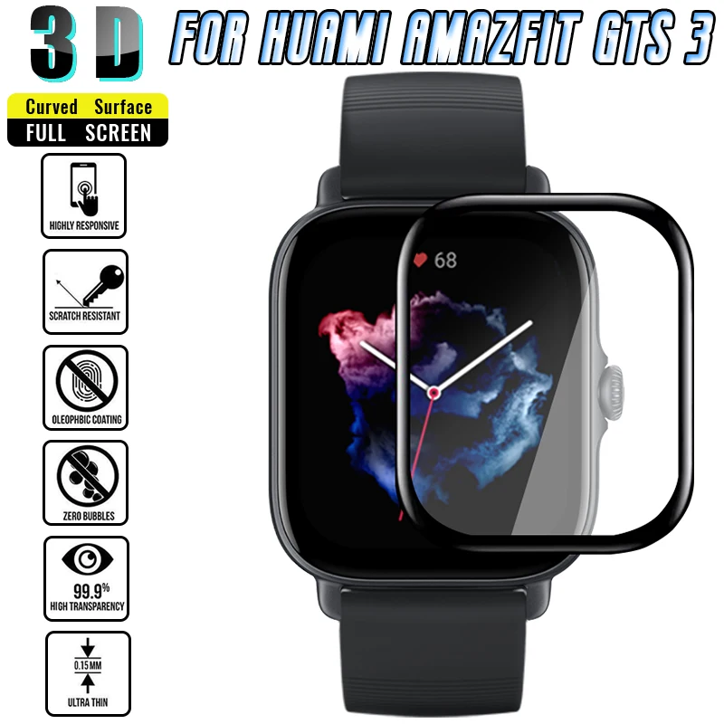

3D Curved Film For Huami Amazfit GTS 3 Smart Watch Full Coverage Scratch Resistant Anti-Fingerprint Screen Protector Accessories