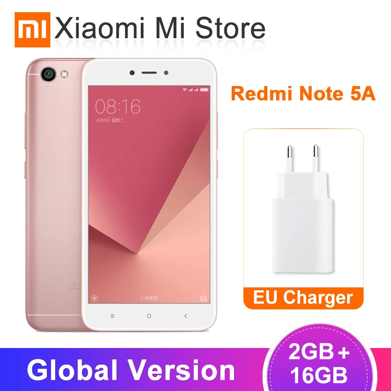 Xiaomi Redmi Note 5A, глобальная версия, 2 Гб ОЗУ, 16 Гб ПЗУ, мобильный телефон Snapdragon 425, камера 5,5 МП, экран 3080 дюйма, аккумулятор мАч