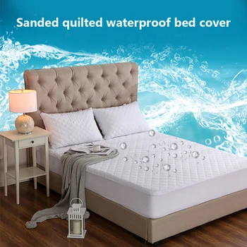 

Protector Pad Fitted Sheet Separated Water Bed Linens With Elastic Waterproof Terry Cloth Mattress Pure Color Bed Mattress Cover