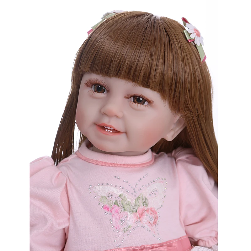 

60CM High Quality Pink Princess Baby Girl Reborn Toddler Pop Doll Soft Hug Body Cute and Realistic Real Baby