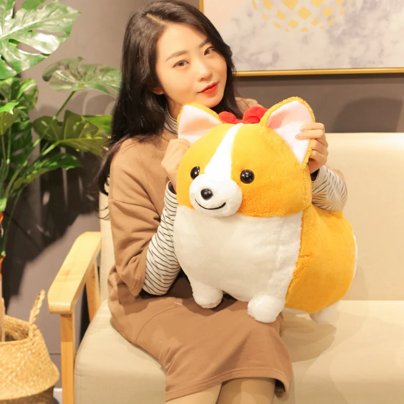 

38cm/45cm Lovely Corgi Dog Plush Toy Stuffed Soft Animal Cartoon Pillow Cute Christmas Gift For Kids Kawaii Valentine Present