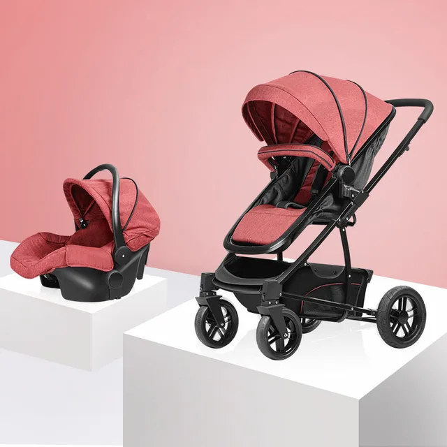 Poussette De Luxe 3 En 1 Pour Bebe Siege Auto Portable A Quatre Roues Pour Jogging Nouveau Ne Confortable Aliexpress