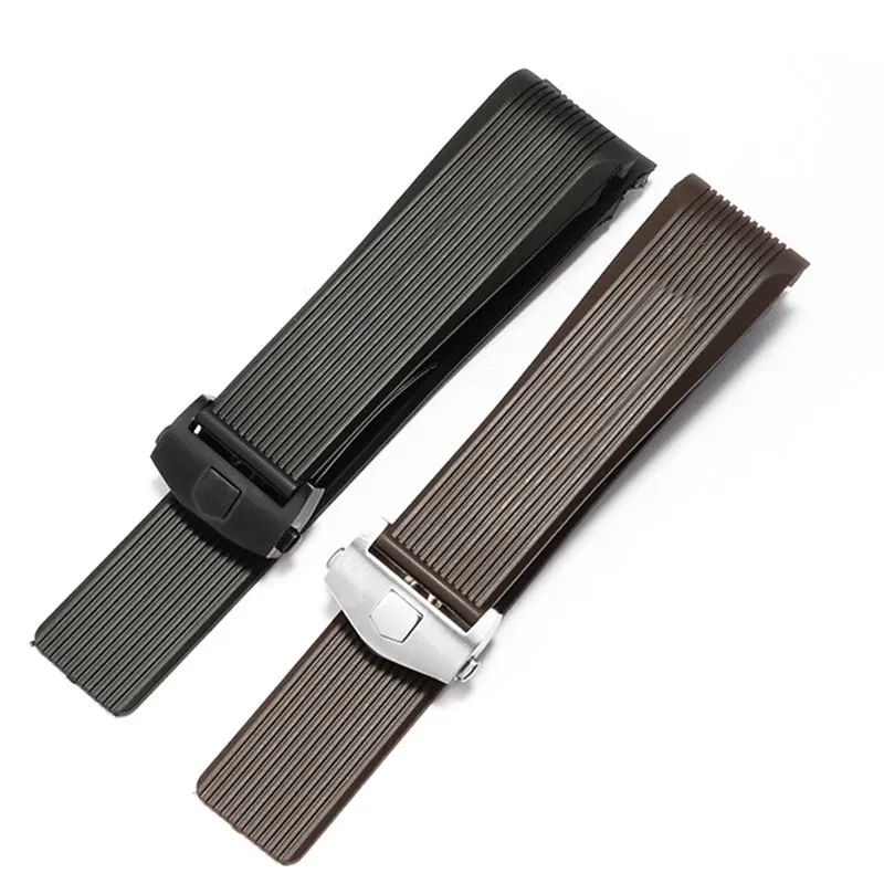 Waterproof silicone watchband black brown wristband replacement rubber strap For tag Heuer watch accessories