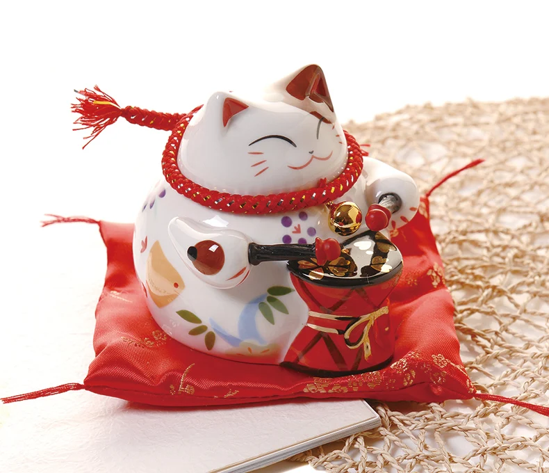 5,5 дюймов Lucky Cat Керамика Lucky Декор для дома, с изображением кота фарфоровое украшение Бизнес подарок Lucky Cat Копилка изделия фэн-шуй