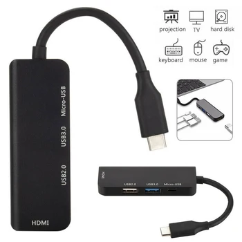 

Type-C to HDMI USB 3.0 /2.0 Micro USB Hub Adapter for Macbook PC Laptop FKU66