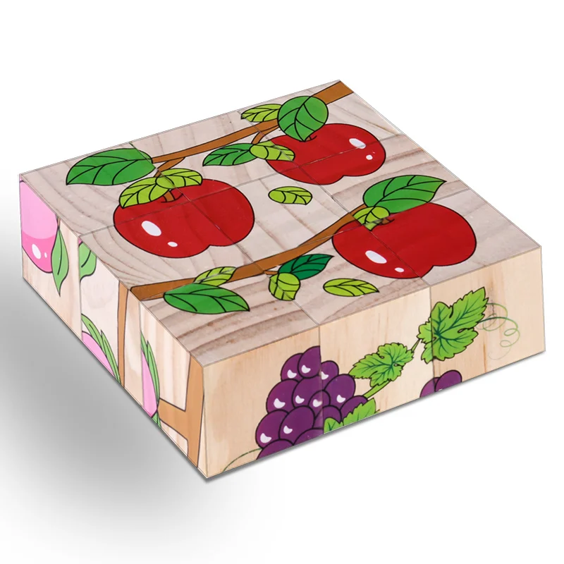 Fruit Высококачественная Шестигранная картина деревянная головоломка 3D пазл детские игрушки Ранние развивающие игрушки куб головоломка детские подарки - Цвет: Fruit