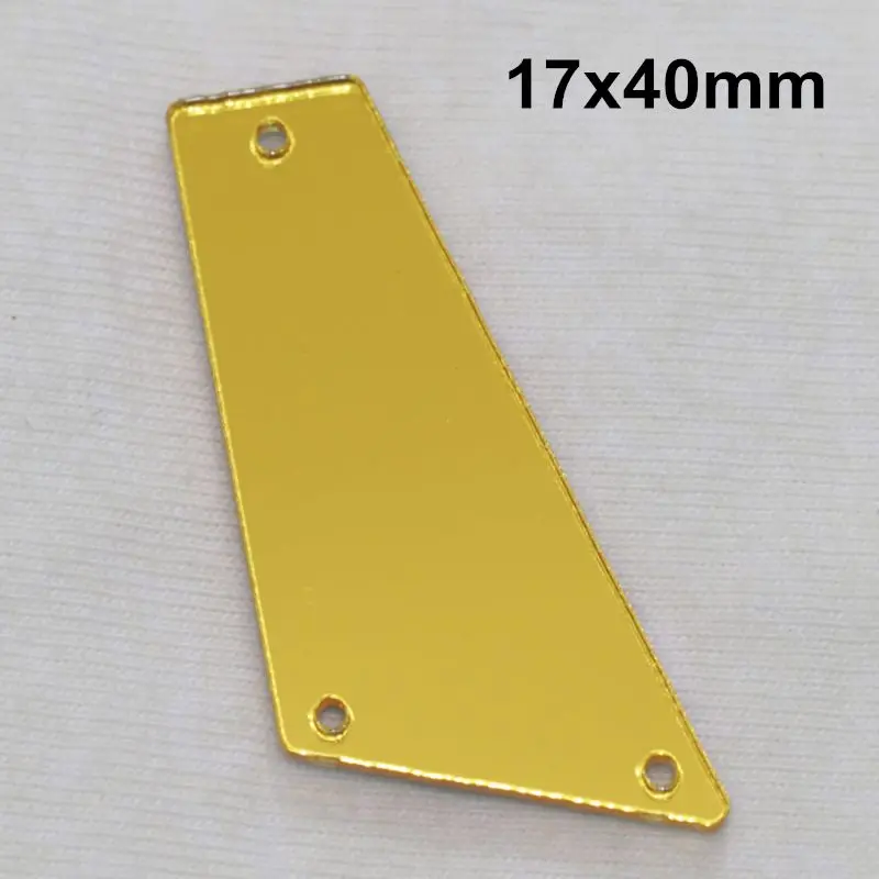 Золотое акриловое зеркало пришивные стразы DIY Flatback зеркальные акриловые пришивные стразы с отверстиями для шитья - Цвет: A13-17x40