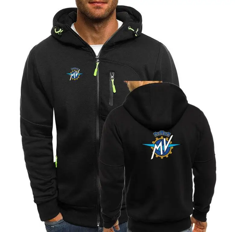 Куртка-бомбер с капюшоном, Мужская толстовка на молнии, мужской мотоциклетный спортивный костюм в стиле хип-хоп, Осень-зима, Mv Agusta, мужская Толстовка s K - Цвет: as picture