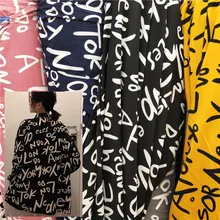 Новинка, английское письмо, принт, ледяной шелк, волнистая, утолщенная ткань, пляжное платье, ремень, рубашка, юбка, ткань, 4 цвета