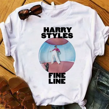 

Harry Styles Fine Line Print White T-shirt Women Cute Graphic Tees Causal Kawaii Korean Tops Female Harajuku Oversized Tshirt