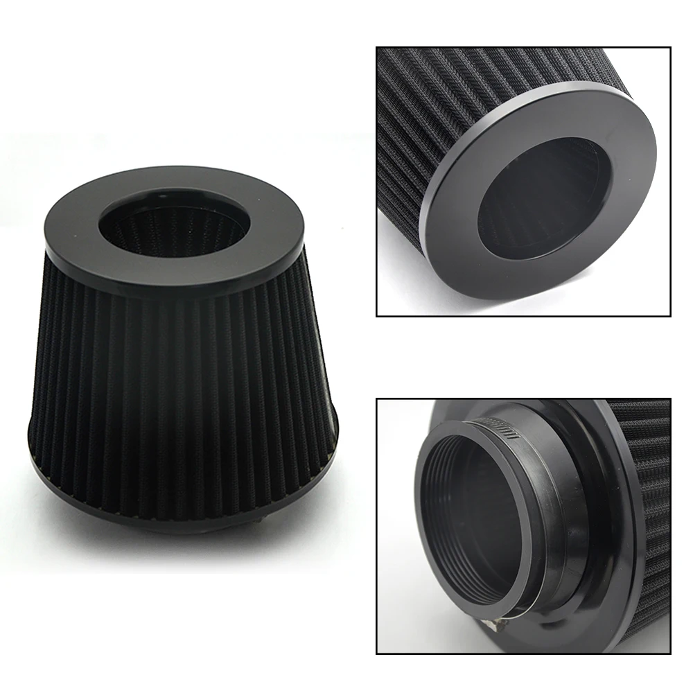 Krtopo Filtro per auto, 76 mm, flusso elevato, aria fredda, presa d'aria motore, filtro di ricambio, coni di rete sportiva