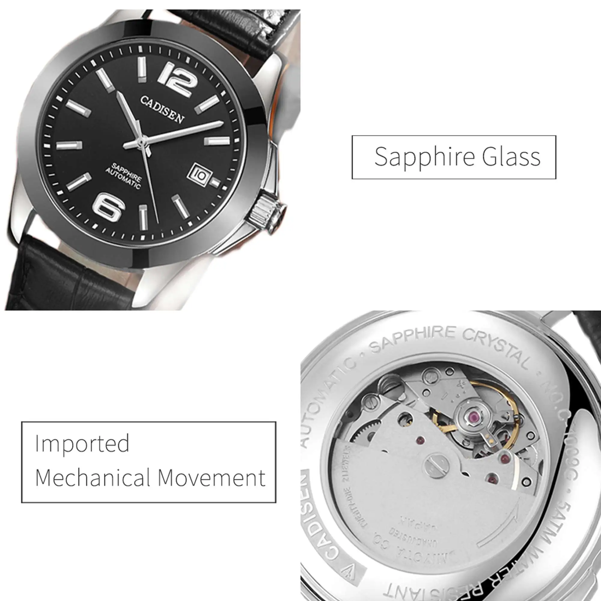 CADISEN Роскошные мужские часы светящиеся автоматические механические часы спортивные досуг мода бизнес жизнь водонепроницаемый