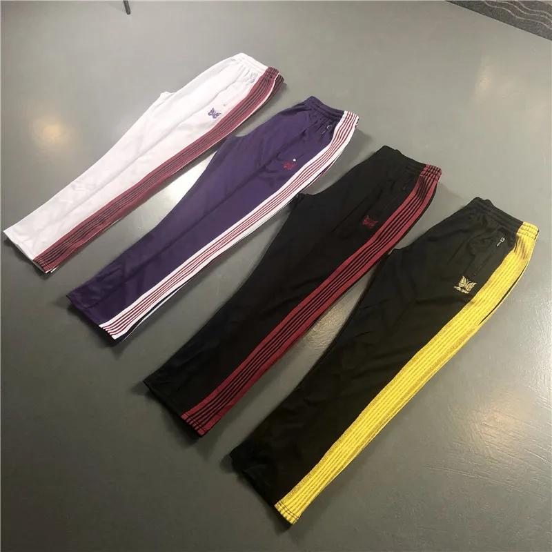 Men Women Sweatpants Needles AWGE Pants Autumn Winter Newest Butterfly Embroidered Ribbon Pants Colors Style AWGE Trousers Men Women Sweatpants Needles AWGE Pants Autumn Winter Newest Butterfly Embroidered Ribbon Pants Colors Style AWGE Trousers