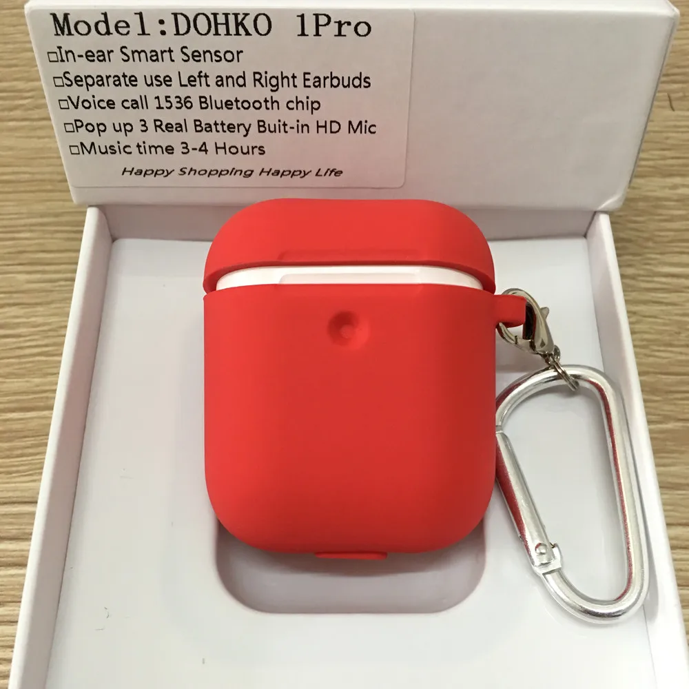 Красный DOHKO 1 PRO оригинальная bluetooth-гарнитура, наушники, беспроводная гарнитура для Iphone Android 7/8/PLUS X xs Max PK i200 i100000 I9000 tws - Цвет: Красный