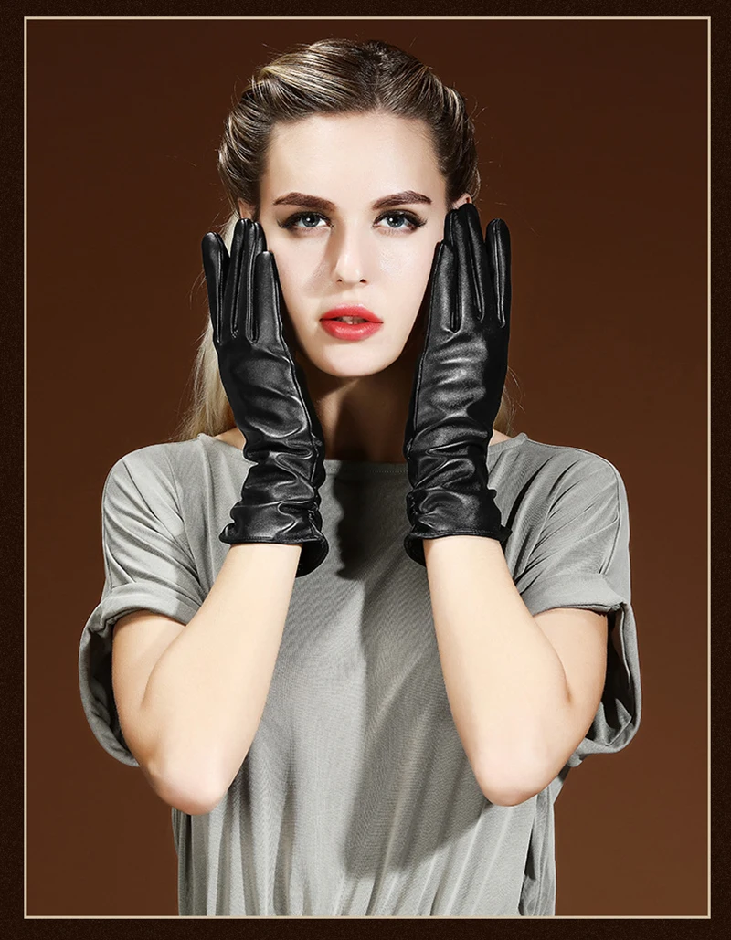Elegant 28cm Long Full finger Gloves Velvet Mittens Womens Genuine Sheepskin Leather Gloves 8 Hd36edc8c15b74a0f9ffc47d0d68a0ccfE