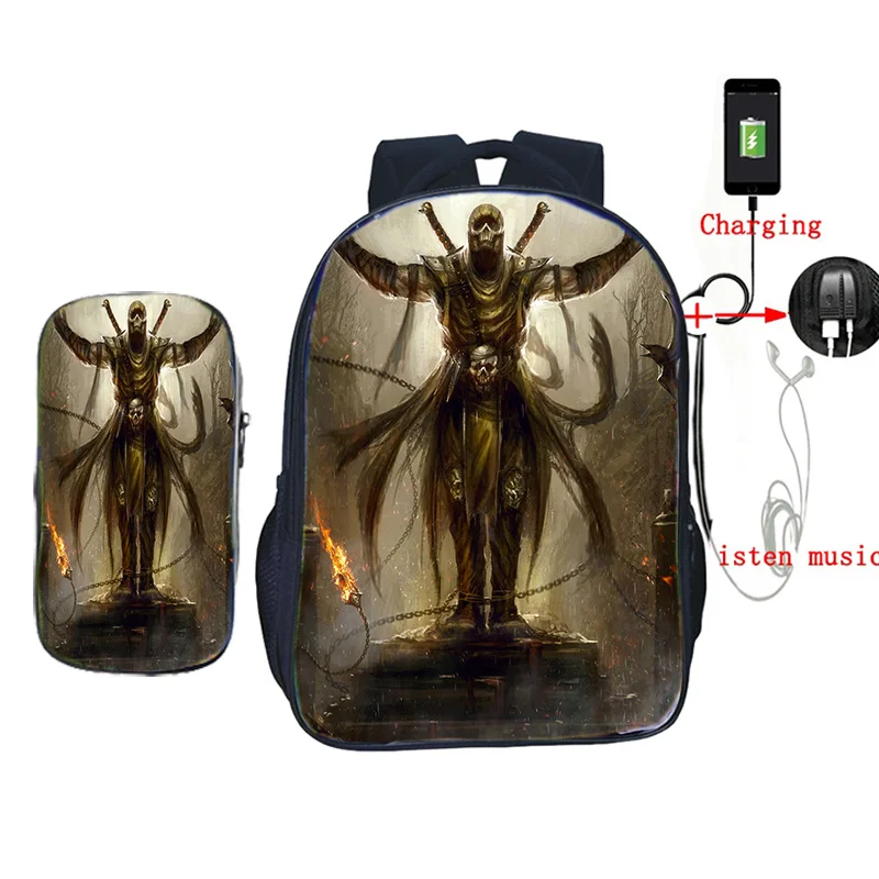 2 шт./компл. USB зарядка школьная сумка Скорпион в mmoral Kombat X маска рюкзак для подростков рюкзак для студентов повседневный рюкзак для ноутбука - Цвет: 9