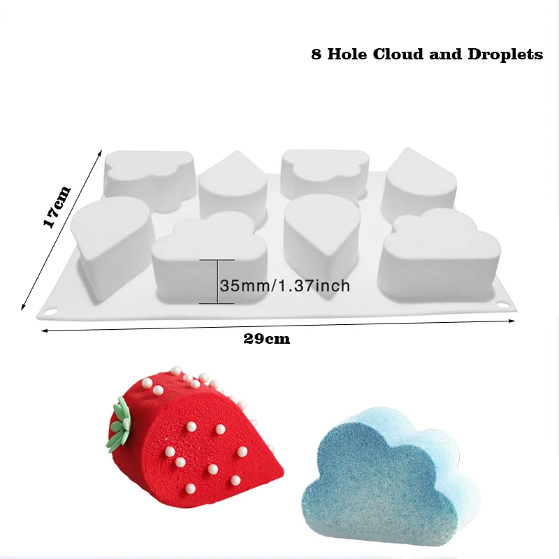 Силиконовая форма для торта, мусса, французский десерт, форма для выпечки, круглая форма сердца, форма для выпечки, форма для выпечки, инструмент для украшения торта - Цвет: 8 Drop Cloud
