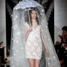 Длина до пола, свадебная вуаль с цветами, Свадебные вуали, длинные, элегантные, 3 метра, фата невесты без зонта, DQG1029