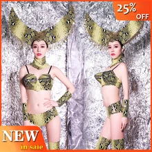 Новая Rave одежда бикини для женщин Gogo танцевальная Золотая одежда ночной костюм вечерние певицы представление шоу одежда сценический наряд BL2988