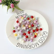 Дешевые 50 шт. Мини Моделирование Пластиковые фрукты маленький ягодный искусственный цветок красная вишня искусственный жемчуг свадебные украшения для деревьев