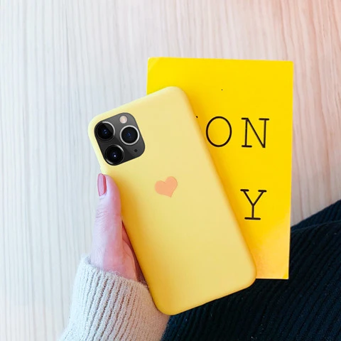 Чехол карамельного цвета для iphone 11 Pro XR XS X Xs Max 7 8 6 6s Plus чехол Роскошный чехол для телефона с сердечком Мягкий ТПУ силиконовый чехол - Цвет: Yellow