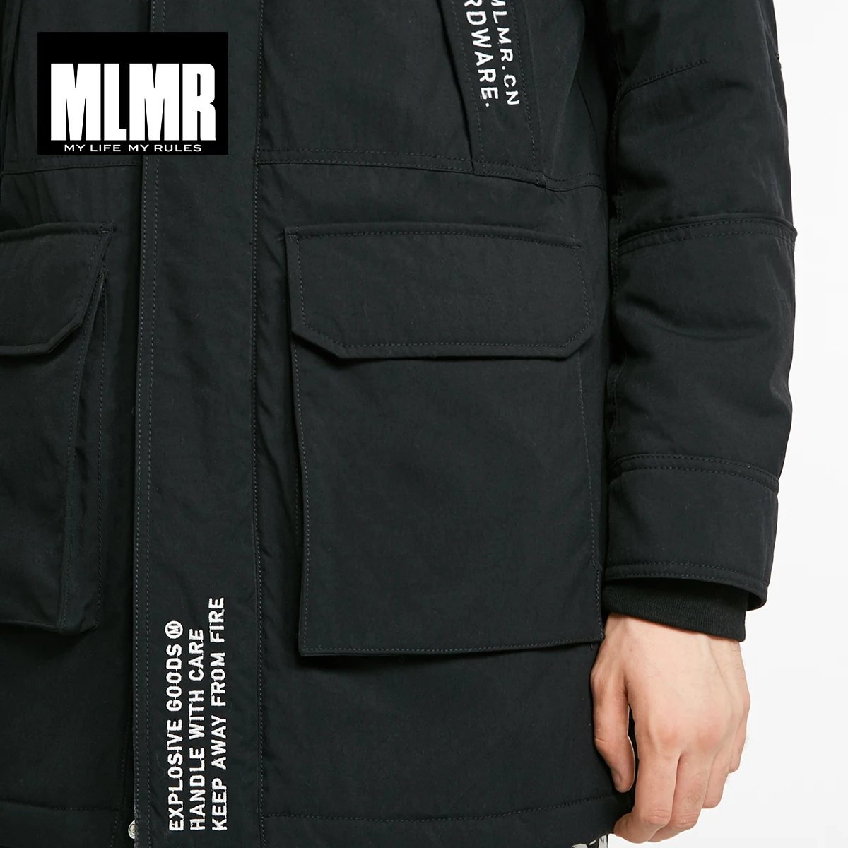 MLMR мужская куртка средней длины с вышитыми буквами и большим карманом | 218409512