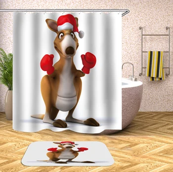 

Christmas KangarShower Curtain Flower Printed Geometric Bohemian Bathroom Curtains Shower Wall Hanging Geometric Shower Curtains