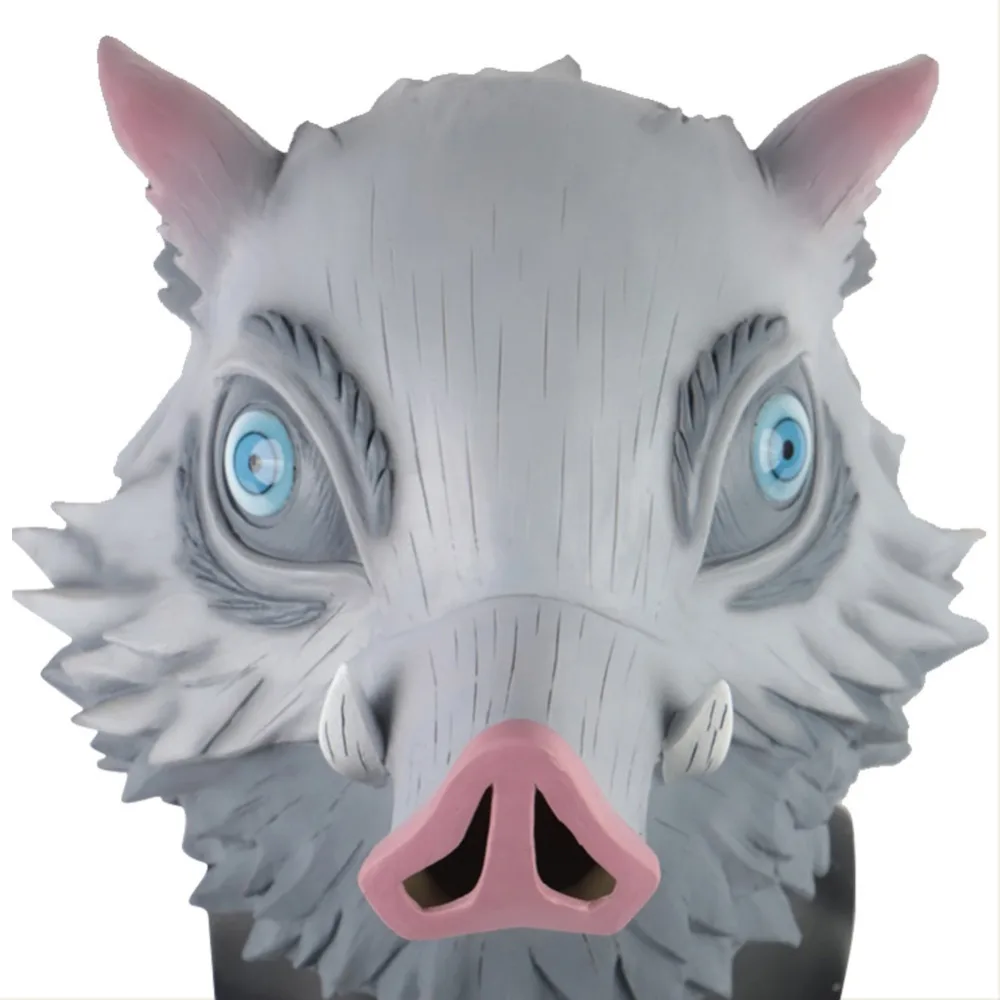 Demon Slayer Kimetsu no Yaiba Hashibira Inosuke Cosplay Pig head mask Latex Helmet Full Face Mask Halloween Cosplay Props