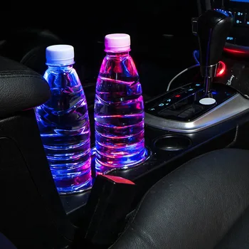 

Universal Car LED Luminous Cup Holder Coaster Anti-slip Automatic Induction Cup Solar Water Cup Mat USB Colorful Cup Ambient Lig