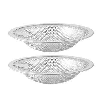 

2pcs Hair Collect Sink Drain Universal Anti Clogging Wide Rim Stainless Steel Waste Fine Mesh Home Kitchen Stopper Cover Catcher
